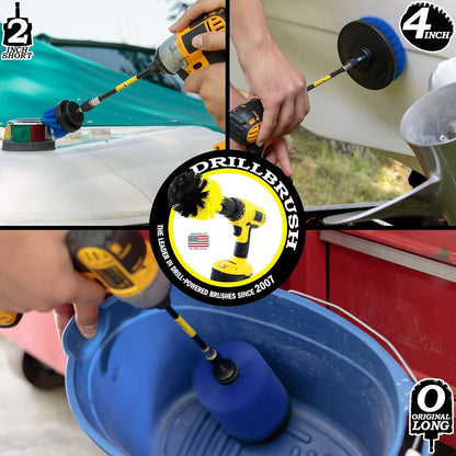 Aquatic All-Purpose Cleaning Brush Set - Medium Stiffness Blue Brushes - Long Reach Extension Attachment Kit - Aquarium Cleaning Products - Fish Tank Cleaner Brushes - Boat Scrub Brush - Hull Scrubber